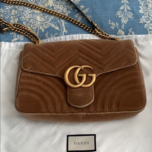 Gucci tan velvet Medium marmont - Picture 2 of 8